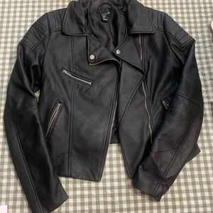 Windsor Black imitation Leather Moto Jacket